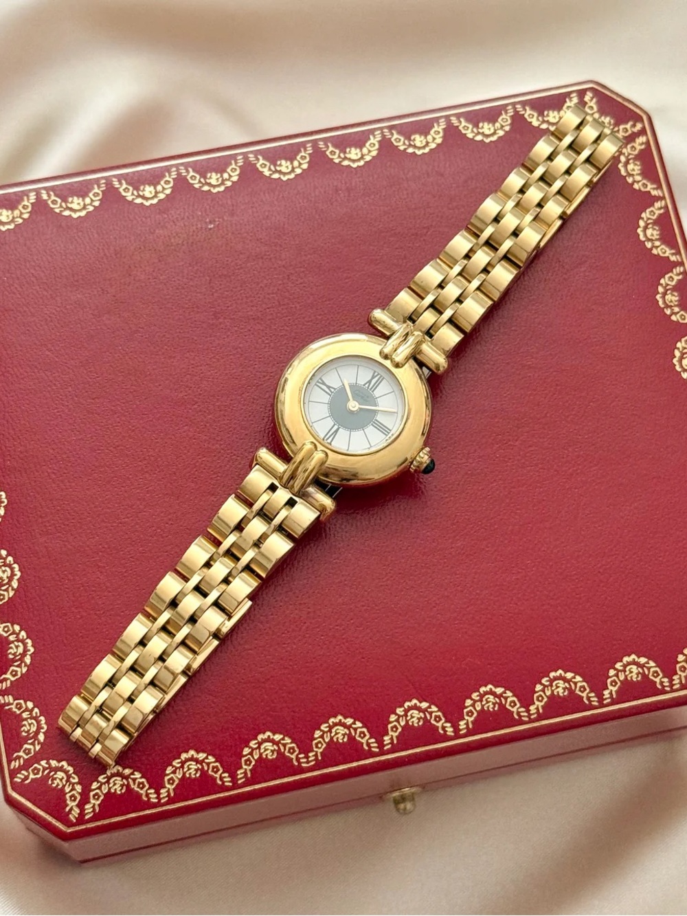 AUTHENTIC RARE VINTAGE CARTIER GOLD WATCH - WITH BOX